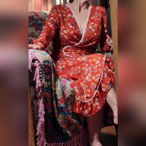 FREE PEOPLE COVENT GARDEN Burgundy/Red Midi Dress - Picture 7 of 7